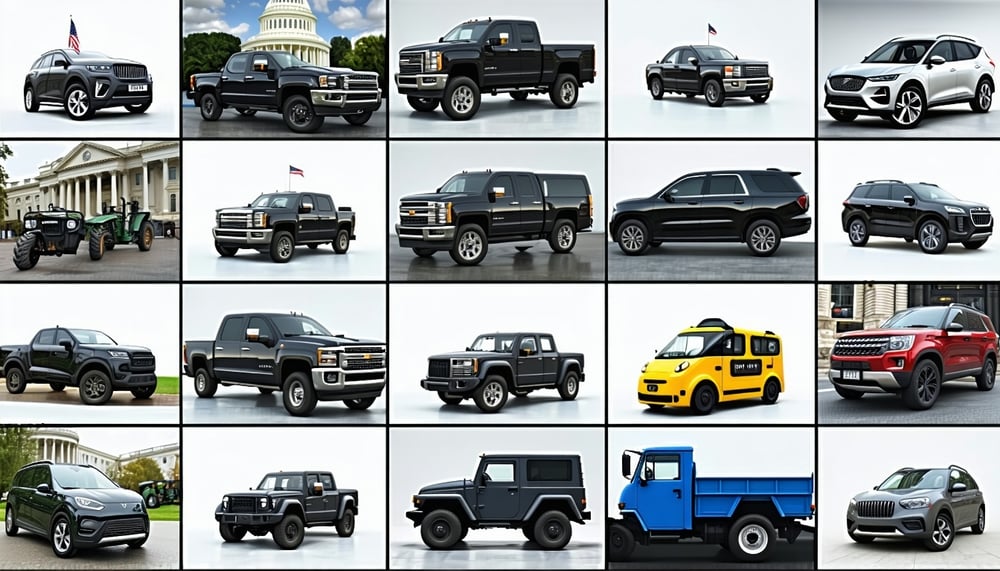 Collage representing government jobs and automobiles Collage representing government jobs and automobiles